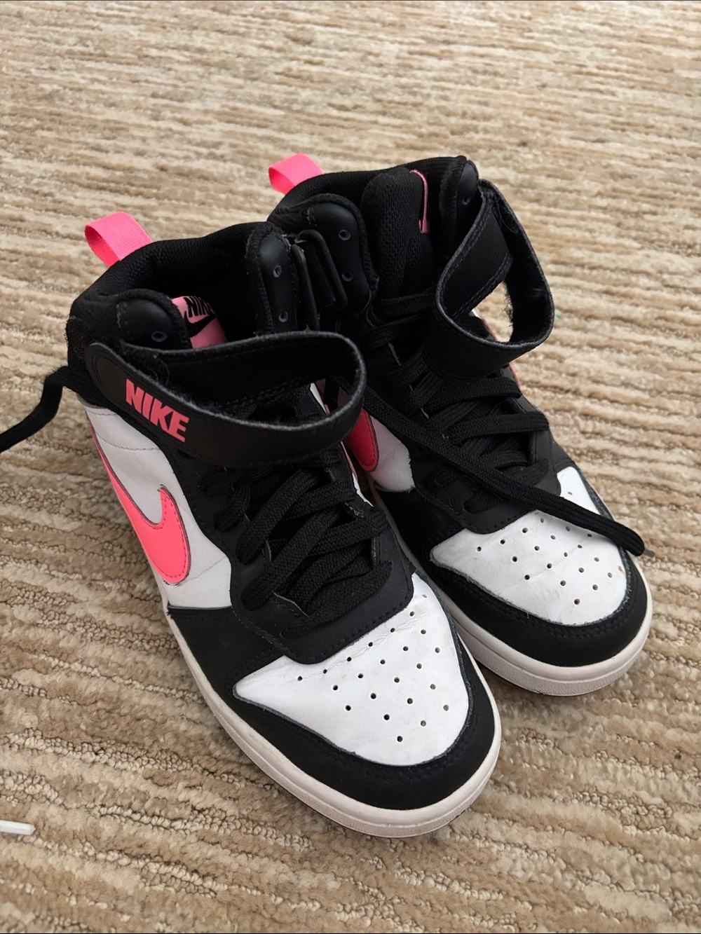 Nike High-Top Sneakers in Black, White & Pink Accent
